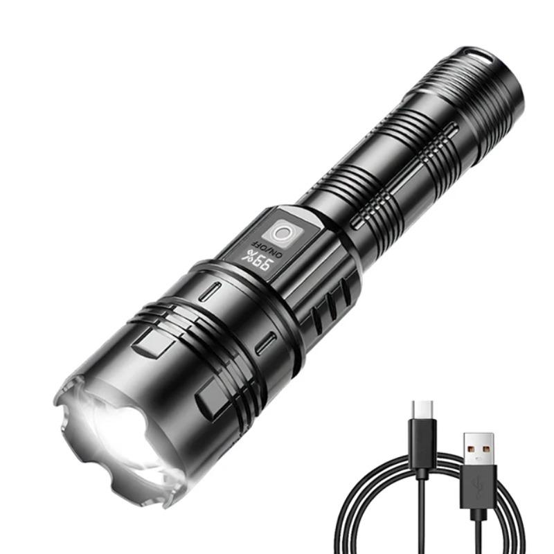 

Мощный светодиодный фонарик 3000 мАч 30 Вт Встроенный аккумулятор Фонарь Высокая мощность Огненный фонарь Лампа дальнего действия Кемпинг Рыбалка 1pc