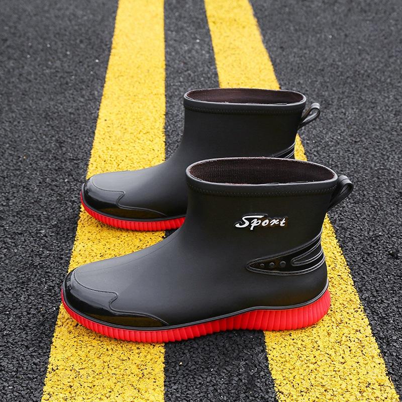 

Модная мужская дождевая обувь короткая голенище новая водонепроницаемая обувь резиновые сапоги нескользящие пучок работа рыбалка резиновая обувь бархат мода 44 красный
