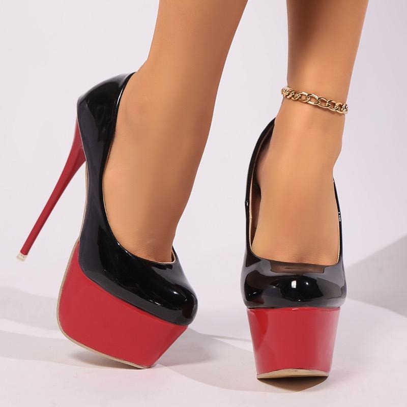 Fashion Women Platform Heels Sexy Pointed Toe Banquet Shoe Classics Red Sole High Heel Shoes Luxury Wedding Bride Shoes 16cm Ultra Pumps