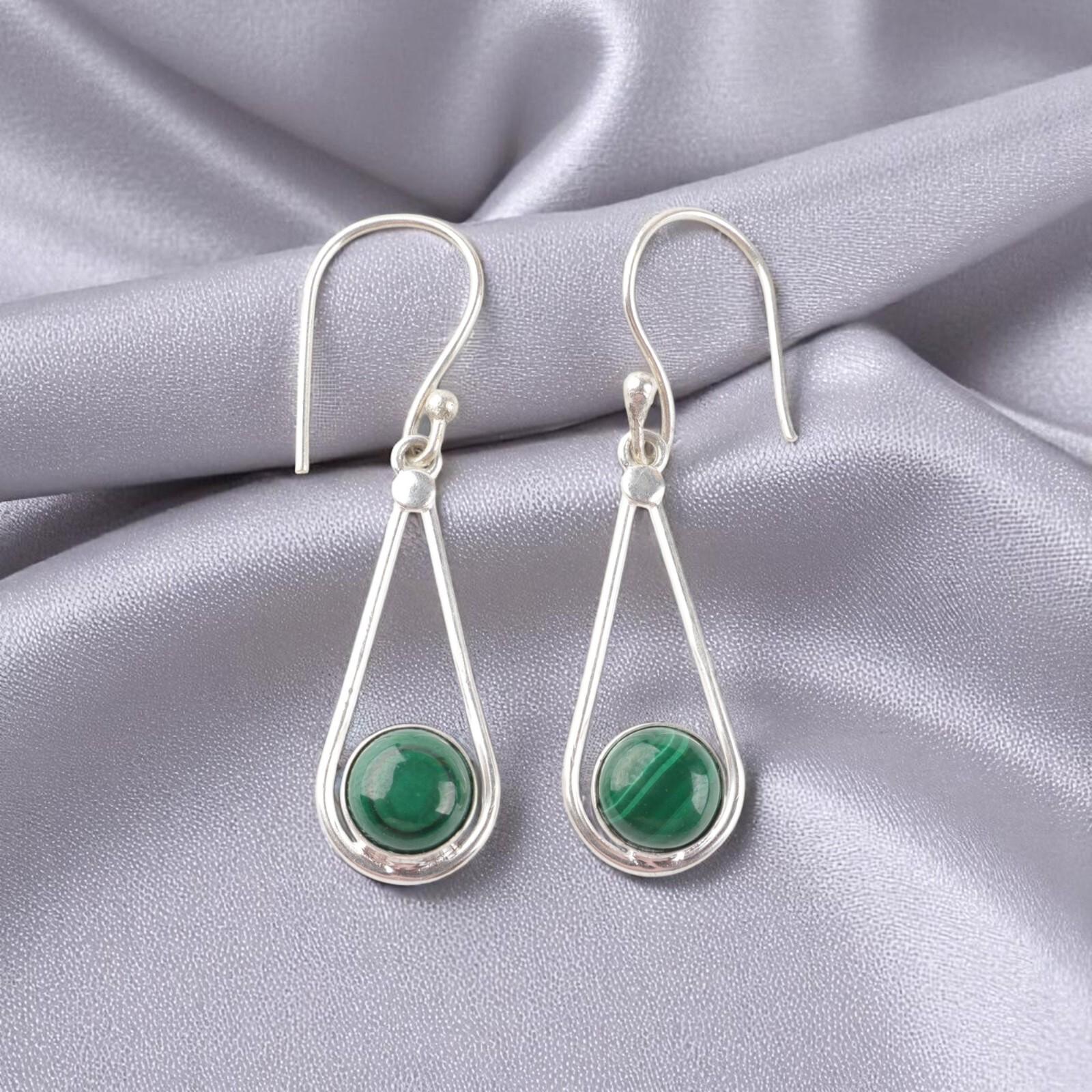 

Malachite Gemstone 925 Sterling Silver Jewelry Handmade Earrings 1.76 For Gift EE-126-28