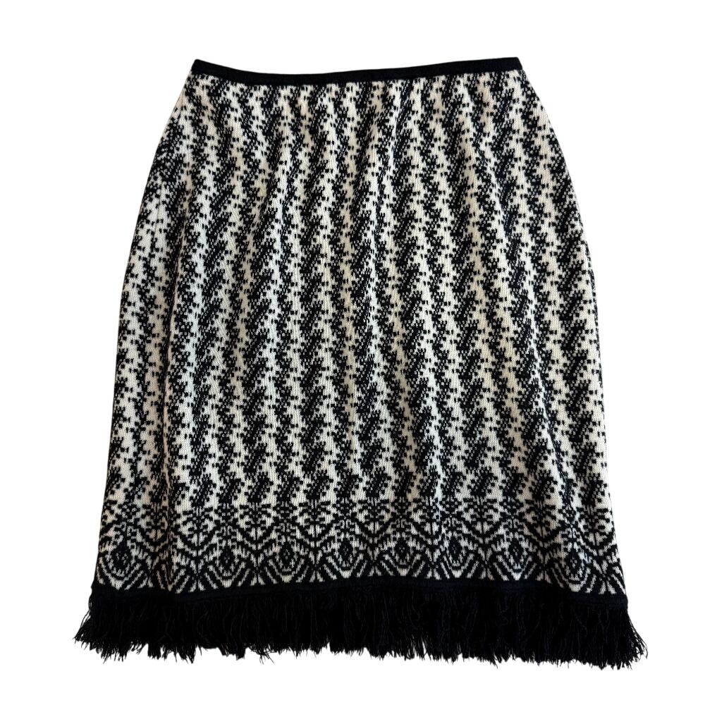 CHANEL P24448V01744 fringe wool skirt white wool Used