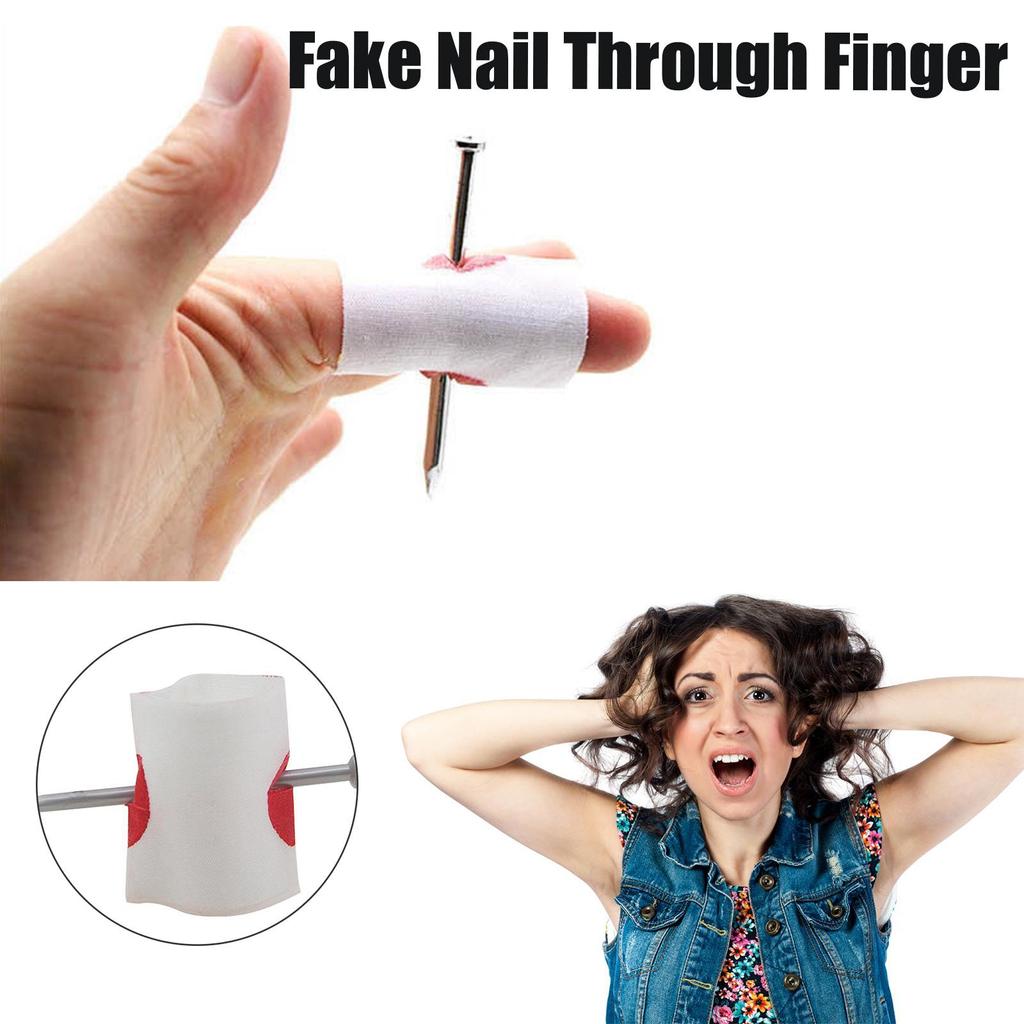 1PC Fake Nail Through Finger Prank Toy Kids Novelty Magic Friend Halloween Scare Trick Joke Toy Practical Fool Gags Party Games