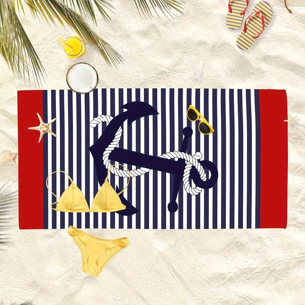 Serviette de Plage Grande Taille à Séchage Rapide Ancre de Voilier, Polyester Doux pour la Peau pour le Surf la Natation