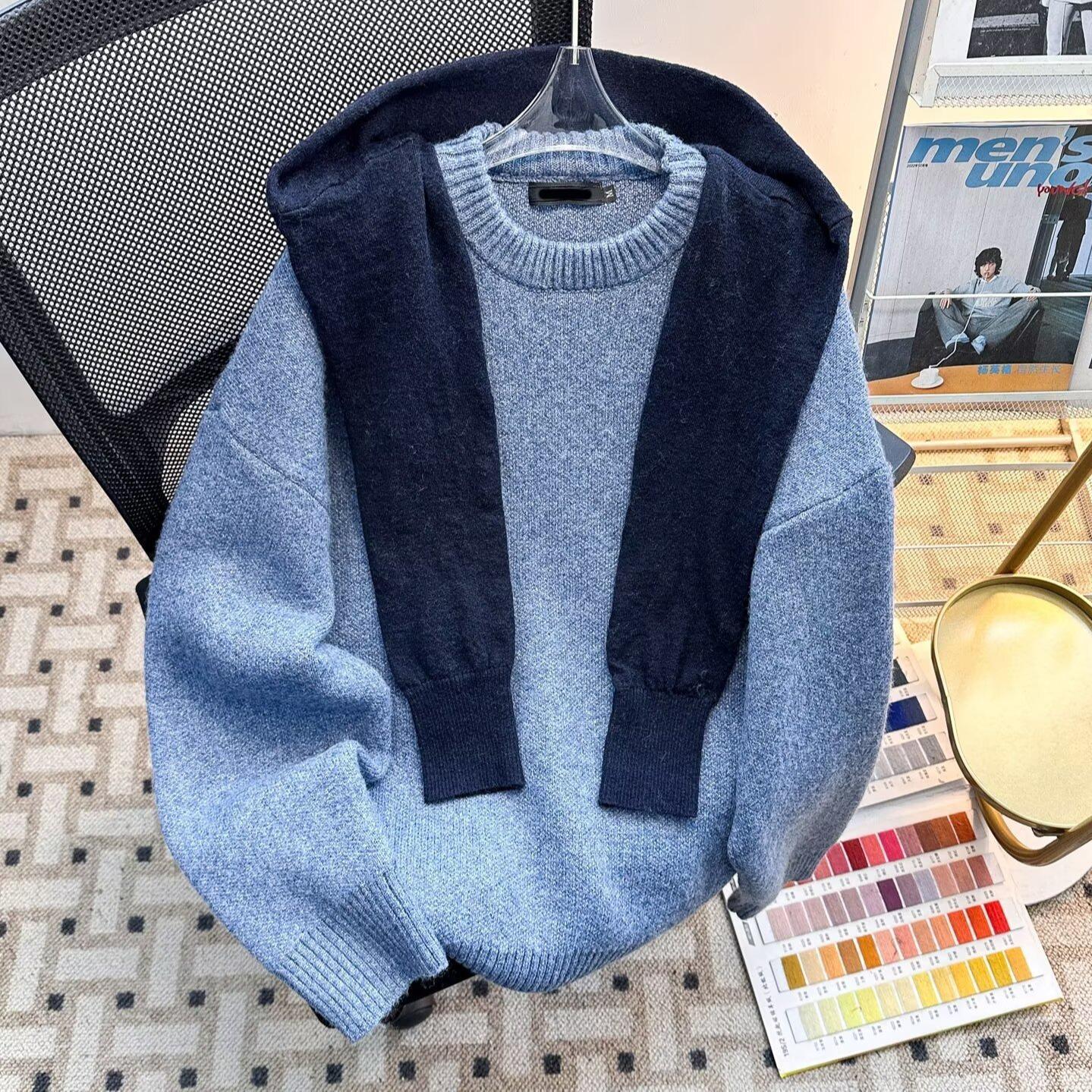 

Unisex Retro Color Block Hoodie Sweater XL синій