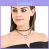 Versatile Dual Layer Skull Choker Necklace Unisex Stylish Black Cord Alloy Pendant For Neck