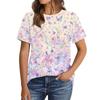 Women's Fashion Casual Floral Print Pullover Short Sleeve Top