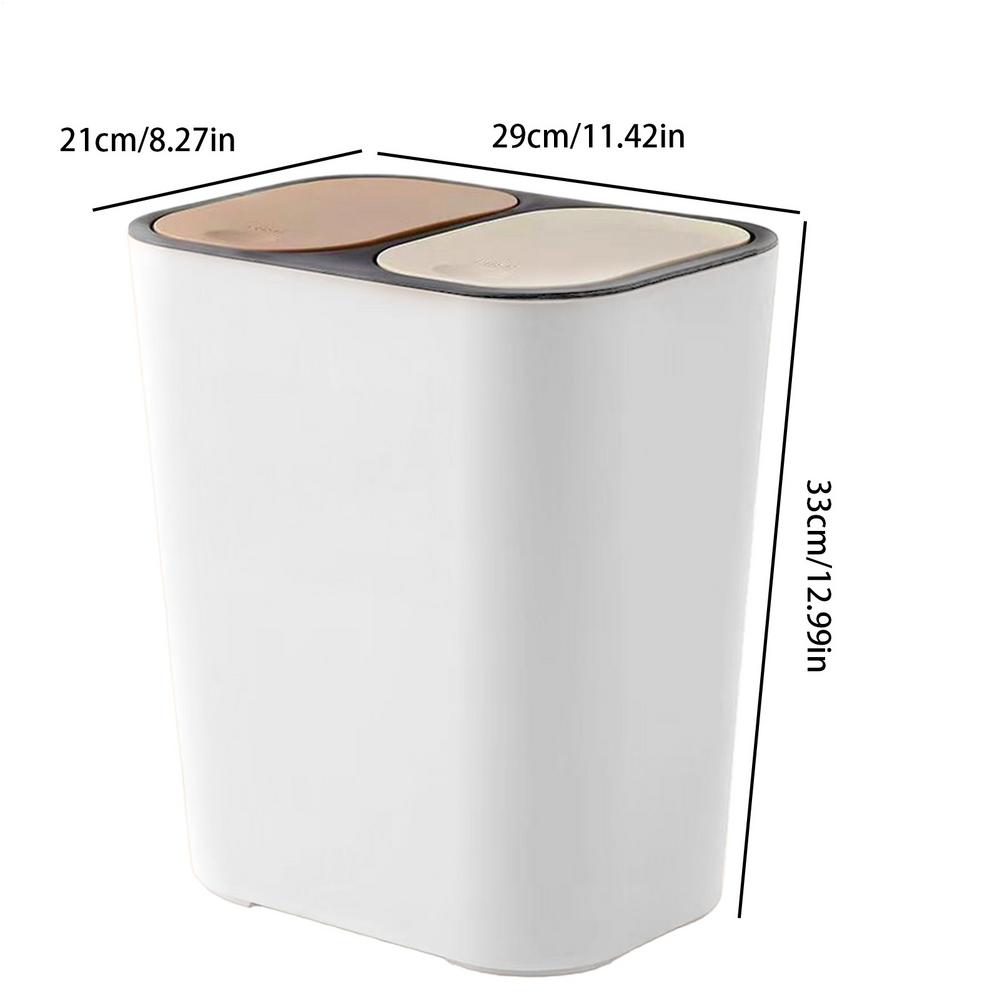 Duals 2 Compartments Dry Wet Trash Bin Waste Bins Kitchen Recycling Garbage Can Rubbish Bin Trash Container Household белый