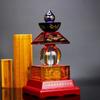 Crystal Prism Glass Laser Buddhism Sutra Scriptures Five-story Stupa Tower Dagoba Sarira Crafts Meditation Healing Decor