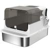 Stainless Steel Cat Litter Box with Lid XXL 72L for Large Cats and Multiple Cats with Double Doors, Scoop, Pedal, Anti-Leak