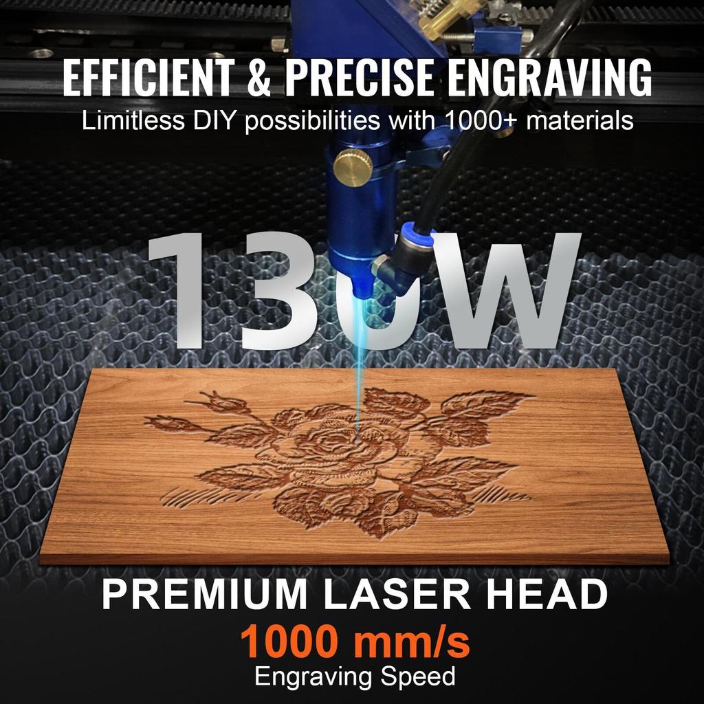 130W CO2 Laser Engraver Cutter Machine w/Glass Tube USB/U-Disk for Wood
