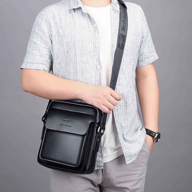 Men's Soft Leather Shoulder Bag Men's Crossbody Bag Briefcase Business Casual Men's Backpack Horizontal