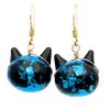 Firefly Glass Earrings Cat Cute Hook Ladies For Both Ears Glowing Blue Luminous Okinawa Souvenir Stylish Dragonfly Ball Cat Present (Parts Color