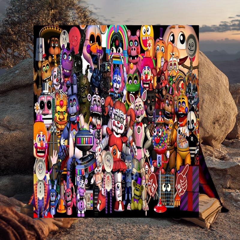 1PC Fnaf Character Collage Flannel Blanket Gift, Suitable for Both Men And Women, Soft Ideal for Beds And Sofa, Birthday Or Christmas Gift