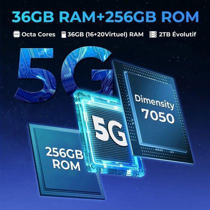 HOTWAV Hyper 7 Pro 5G Smartphone Robust 36GB+256GB 6,6" FHD+ 2,4K 120Hz 10800mAh 200MP Unzerbrechliches Telefon Android 14 Schwarz