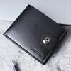 Men's Horizontal Leather Wallet with Magnetic Snap and Zipper - Holds Driver's License