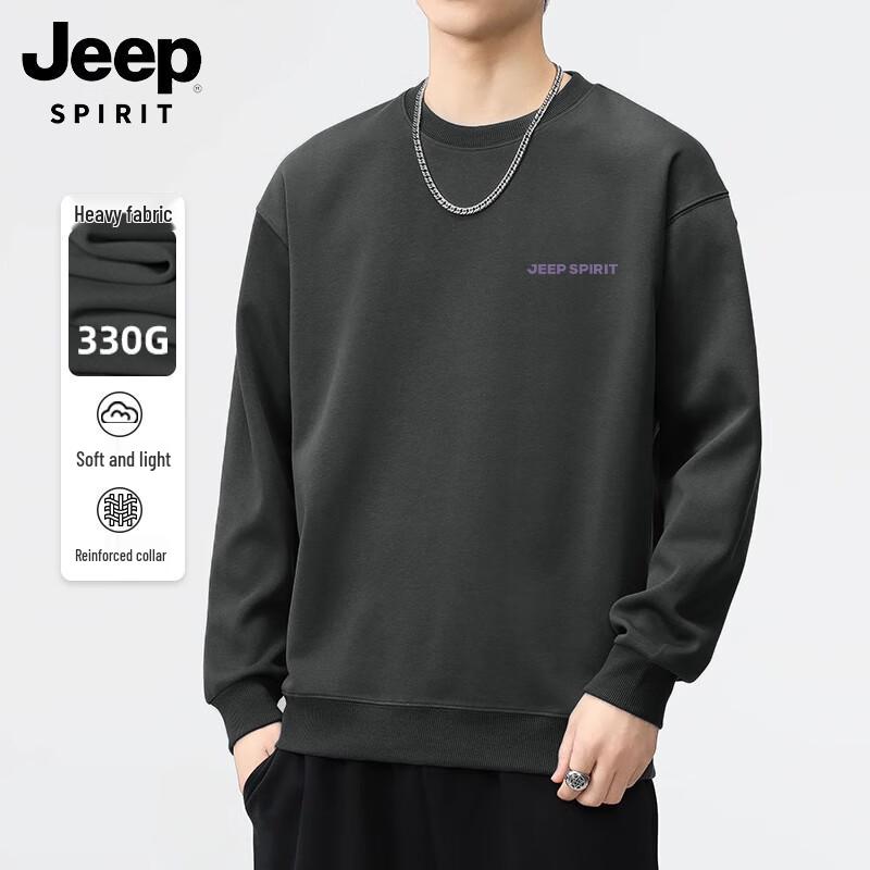 JEEP SPIRIT Men's Letter Print Crew Neck Sweatshirt