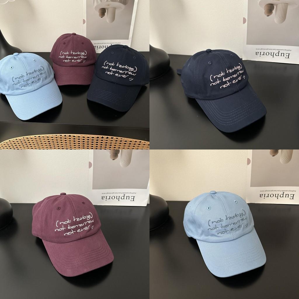 Simple Solid Color Letter Embroidery Women Casual Sunshade Caps Baseball