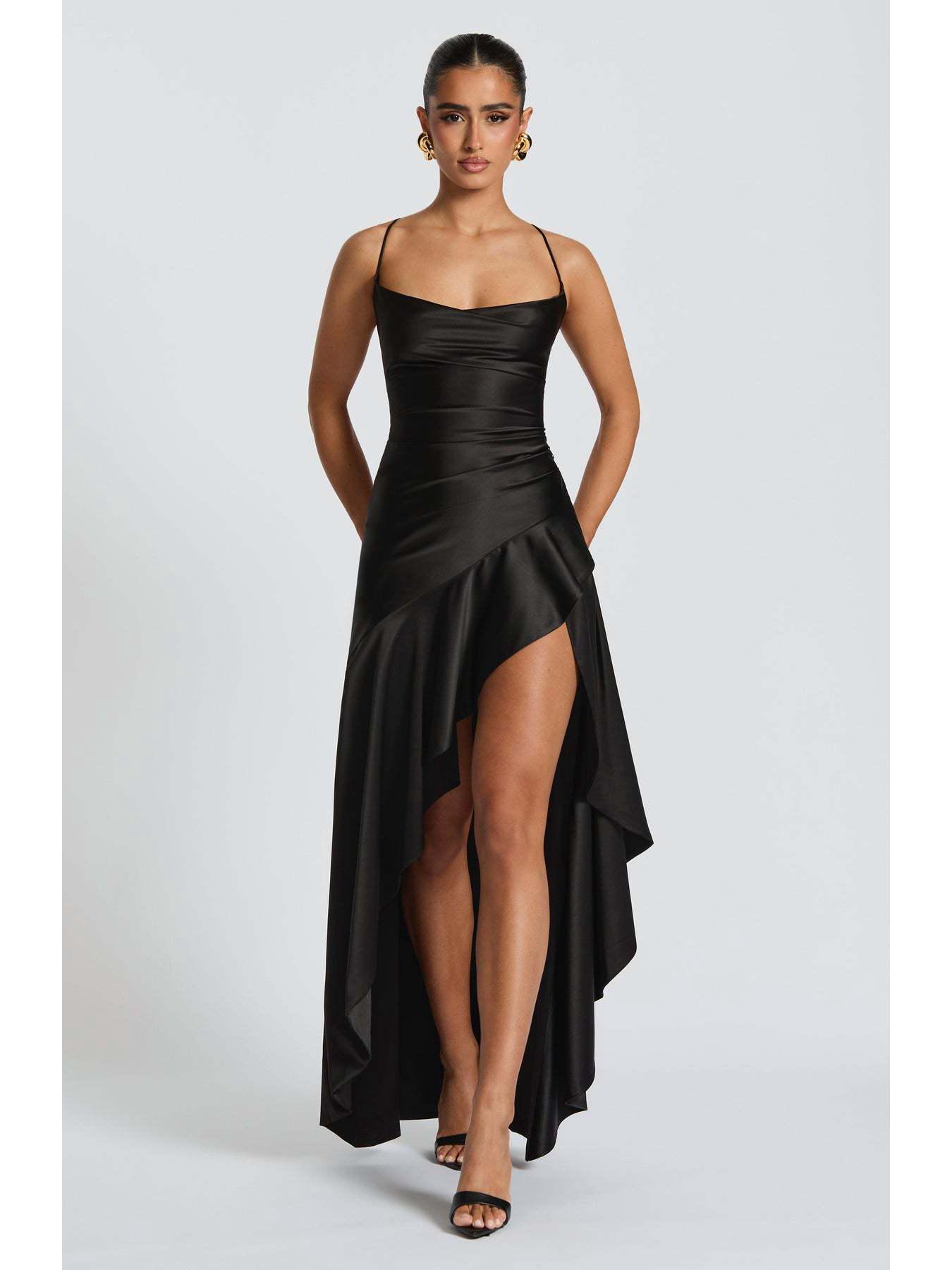 2025 Европейское и Американское Летнее Сексуальное Женское Платье с Открытой Спиной и Рюшами Small