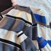 Unisex Oversized Long Sleeve Knit Sweater Casual Loose Fit Striped Design Fall Winter Pullover Youth