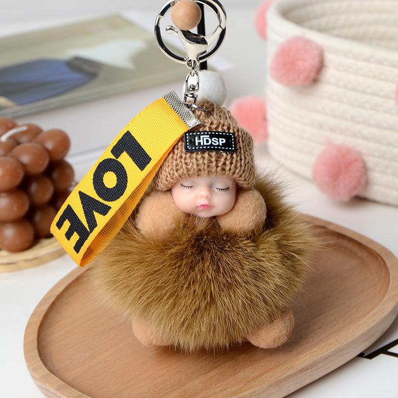 

Кукла-подвеска из натуральной шерсти лисы, плюшевый брелок, аксессуары, меховые подарочные безделушки хаки