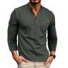 Bărbați mâneci lungi Cămăși Henley Pulovere din bumbac Tricou tricotat cu nasturi Gât rotund Topuri cu buzunare la piept Elegant, zilnic, ocazional, îmbrăcăminte pentru bărbați
