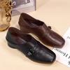 Spring and Autumn New Temperament Thick Heel Mother Shoes Versatile Deep Mouth Small Leather Shoes Commuting Square Head Two Wear Single Shoes
