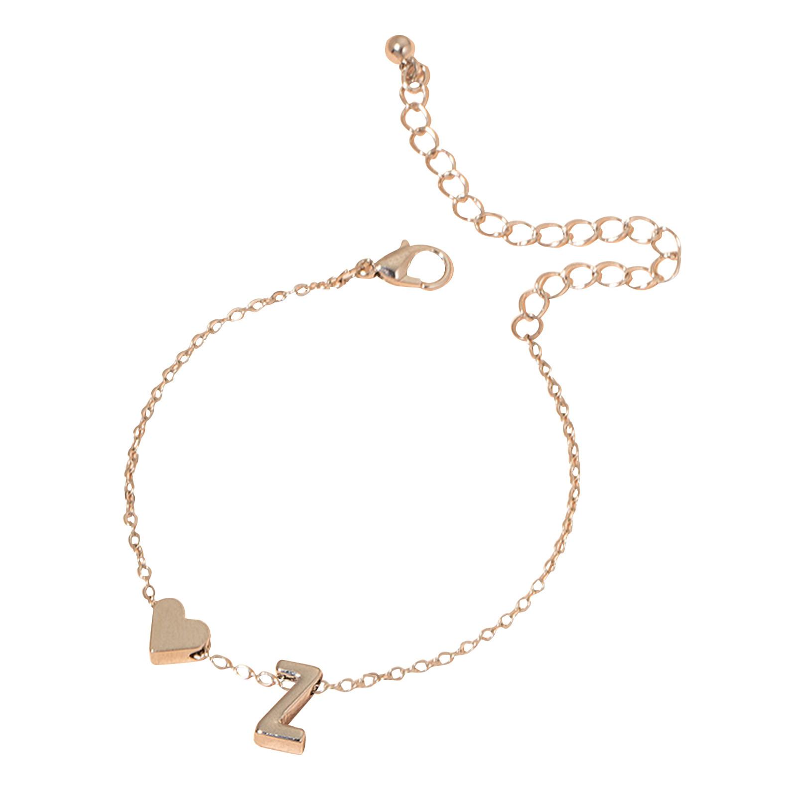 

Браслет с инициалами в форме сердца, браслет с буквами в форме сердца, персонализированный браслет с монограммой, 1 шт. One Size