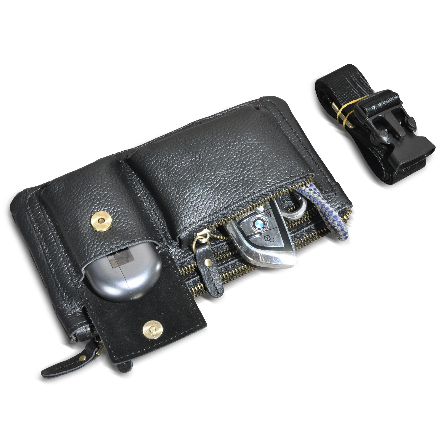 Мужская качественная кожаная повседневная модная дорожная поясная сумка нагрудная сумка — фото 8