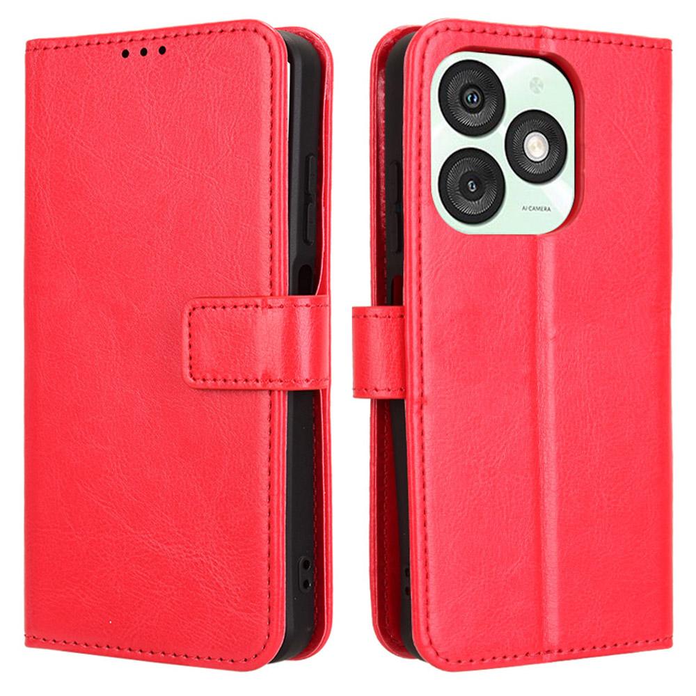 

Для itel A50 Чехол-кошелек Текстура Crazy Horse Противоударный Кожаный Чехол для Телефона Red