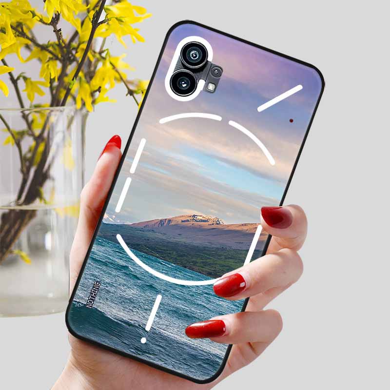 

For Nothing Phone 1 2 Case Landscape Black Silicone TPU Soft Bumper for Nothing Phone 2 Phone2 One Two Protect Soft Back Cover Nothing Phone 2