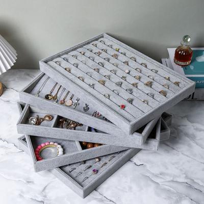 Necklaces Velvet Jewelry Tray Wooden Rings Earrings Plate Jewelry Display Holder  Jewelry Seller