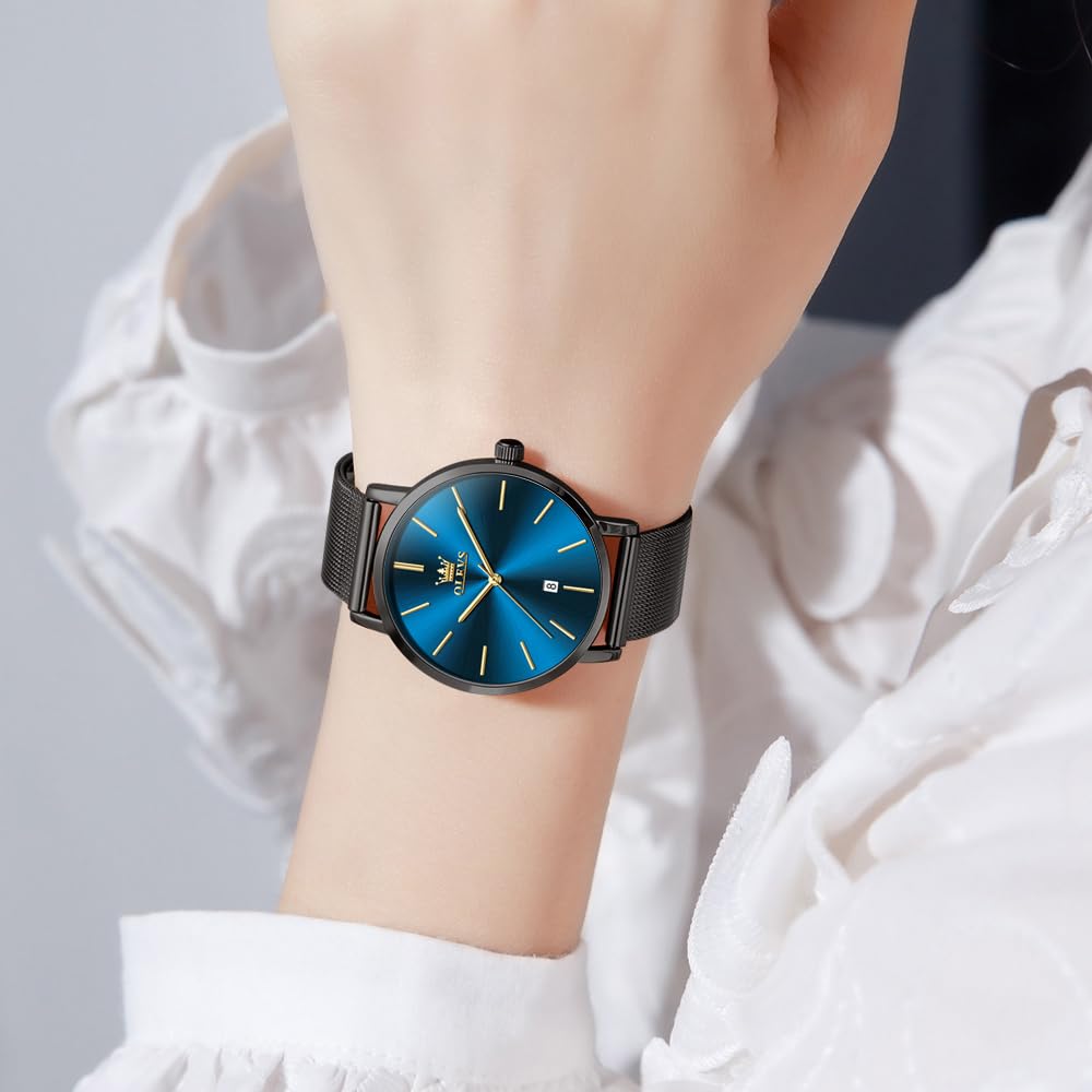 OLEVS Women's Watch Fashion Analog Watch Simple Dial Waterproof Milanese Mesh Band