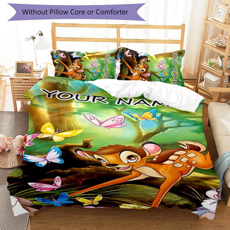 3pcs Bambi3 Cover Set - Personalized Name, HD Printed Bedding with 1 Cover and 2 Pillowcases - Perfect for Home Decor, Easy Care