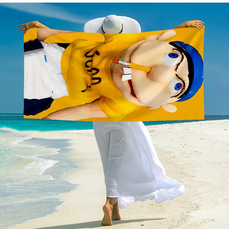 Ultra-Soft Beach Towel with Jeffy Theme,Ideal for Pool - Camping, Diving - Perfect Travel Essential, Vibrant Beach Towel.