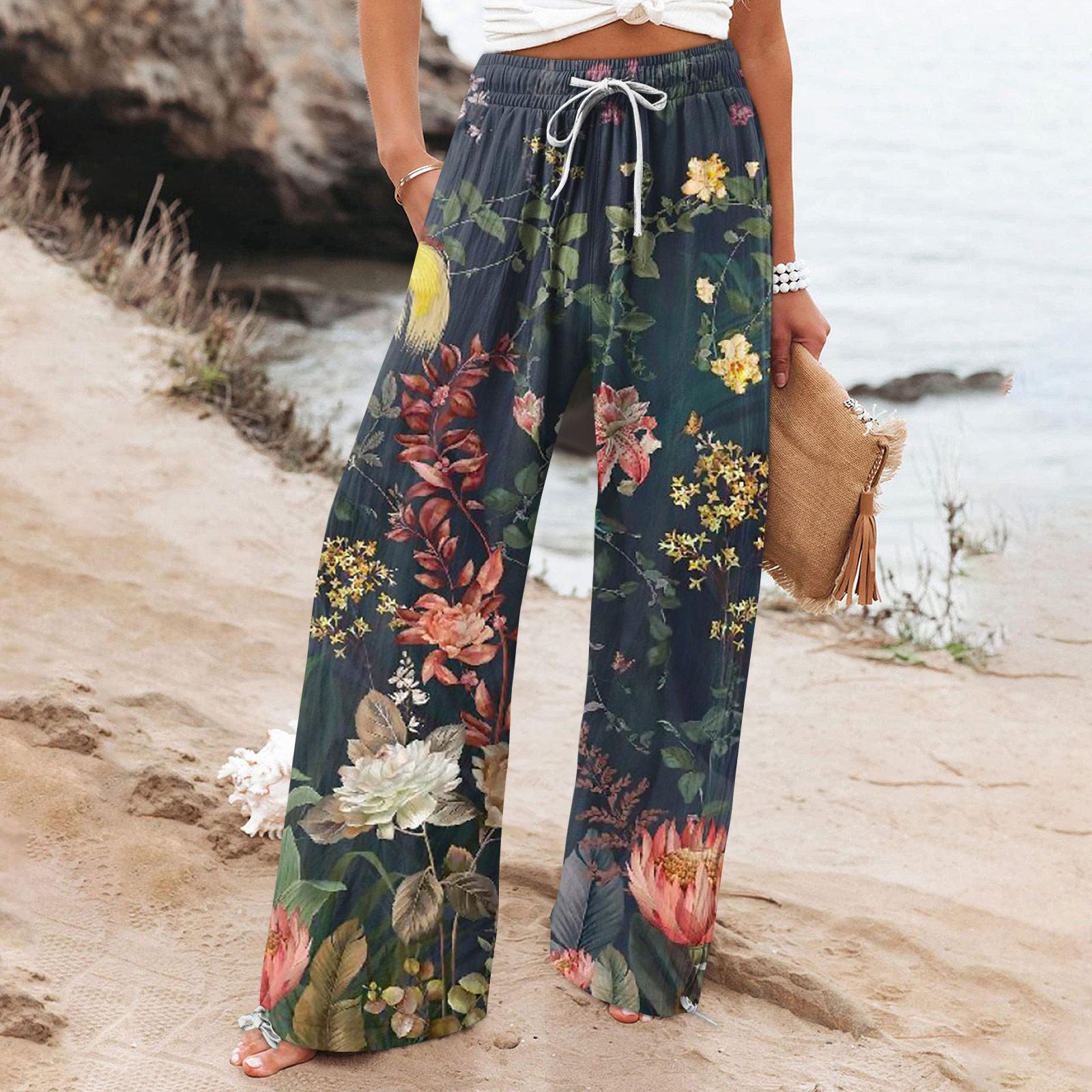 

Женские повседневные свободные хлопковые льняные брюки с 9 брюками и широкими штанинами с карманами XXL