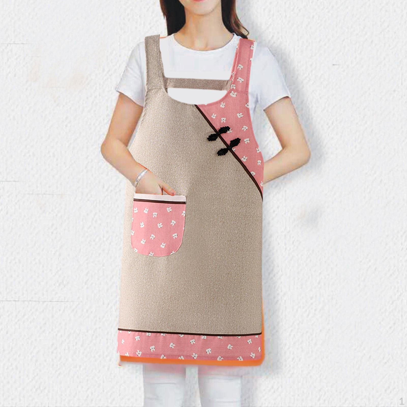

Фартук из холста для женщин с карманом для готовки и уборки розовый