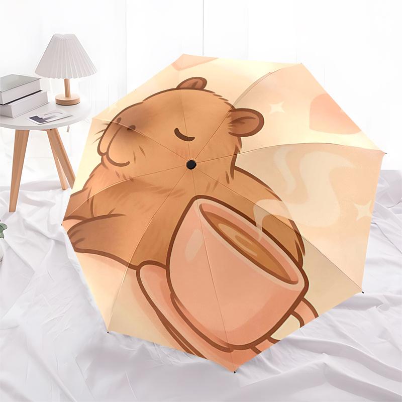 Capybara Themed Travel Umbrella-8 Ribs Automatic Opening and Closing, Portable Folding Design, Compact and Stylish Umbrella Suitable for Out