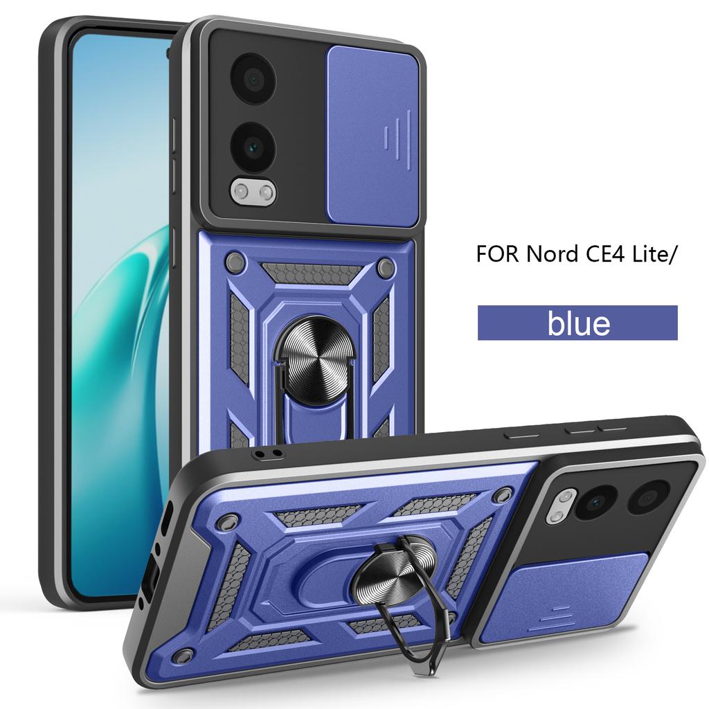 For OnePlus Nord CE4 Lite Case 1+Nord CE 4 Lite Cover Magnetic Ring Holder Armor Phone Case Slide Camera Protect Back Cover