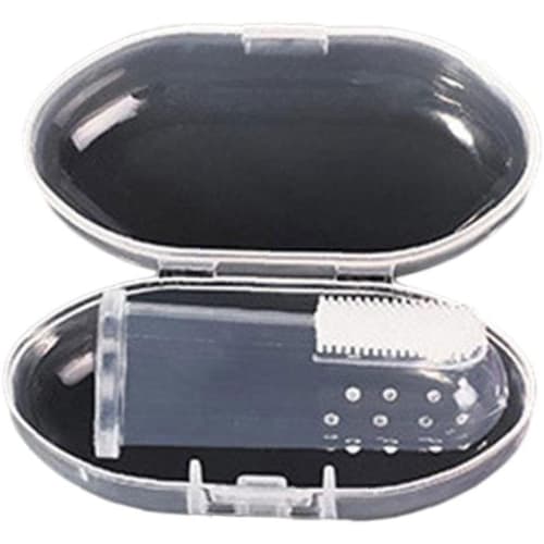 

PULABO Baby Training Toothbrush, Baby Finger Toothbrush with Silicone Gum Scouring Massager and White Box, Transparent Oral Care Tool, Long-Lasting