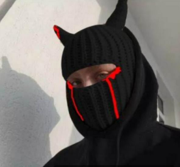 Y2K Style Crochet Halloween Party Cow Horn Parent-Child Ski Mask Hat