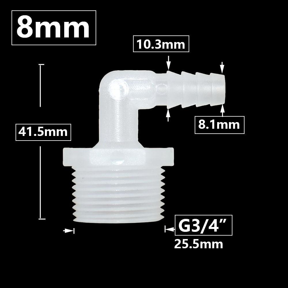 6/8/10/12/14/16/18/20mm Hose Elbow Connector To 1I2 3/4 Inch Male Thread 90 Degrees Barb Fittings Irrigation System Pipe Coupler