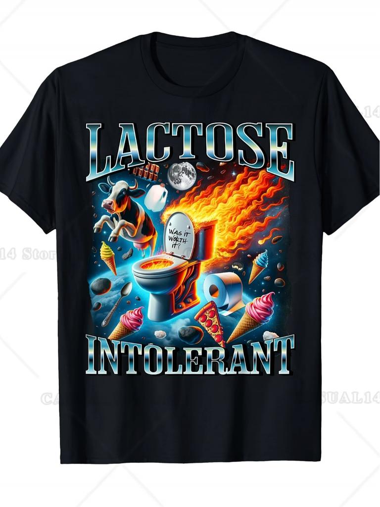 Funny Lactose Intolerant TShirt Sarcastic DairyFree Meme Graphic Tee 100 Cotton Short Sleeve Shirt for Unisex Women