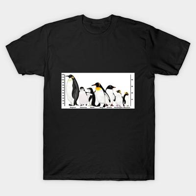 Asian Size Men Print T-shirt Antarctic Penguins Height No-Cut Heat Transfer Print Cotton Tshirt