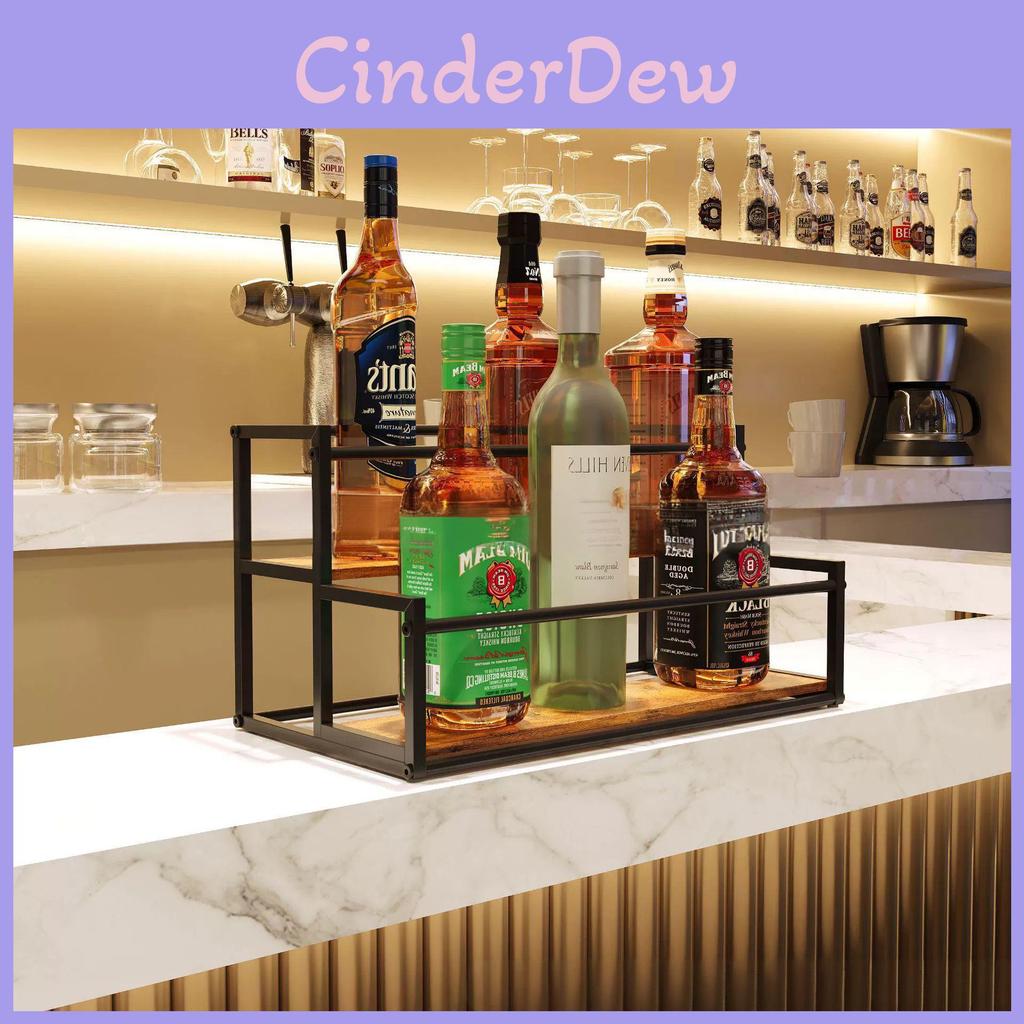 Wooden Wine Rack With Metal Frame For Home Bar Storage And Vintage Decor