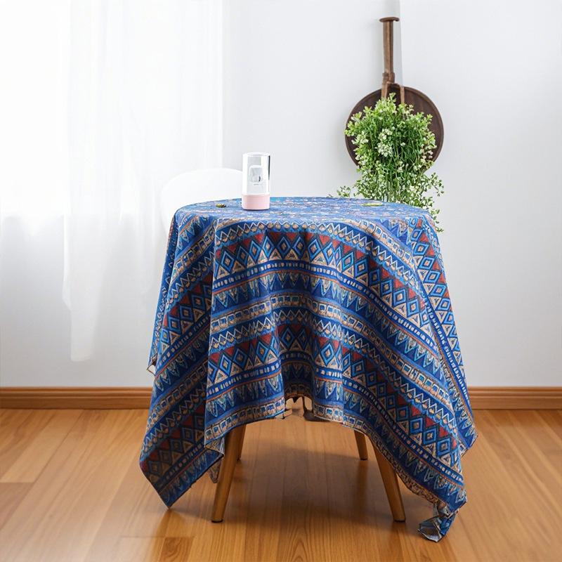 

Non-slip cotton and linen dust-proof fabric printed camping cover cloth B & B decorative coffee table small round table pastoral tablecloth 140*140CM