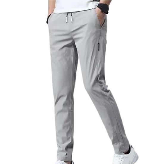 Men Pants Elastic Waist Trendy Polyester Casual Drawstring Men Trouser for Street Wear