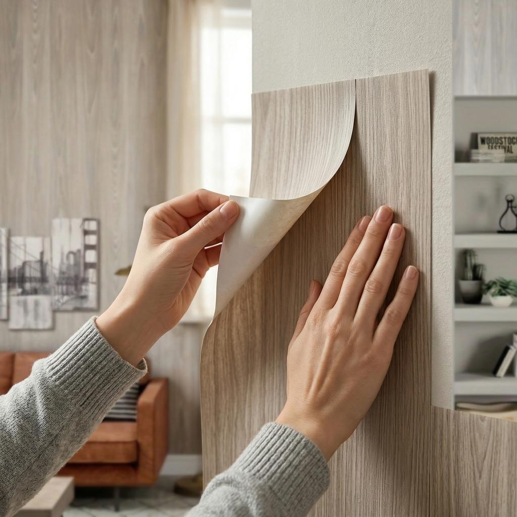 A Roll Of Wood Grain Self-Adhesive Paper Wall Wallpaper