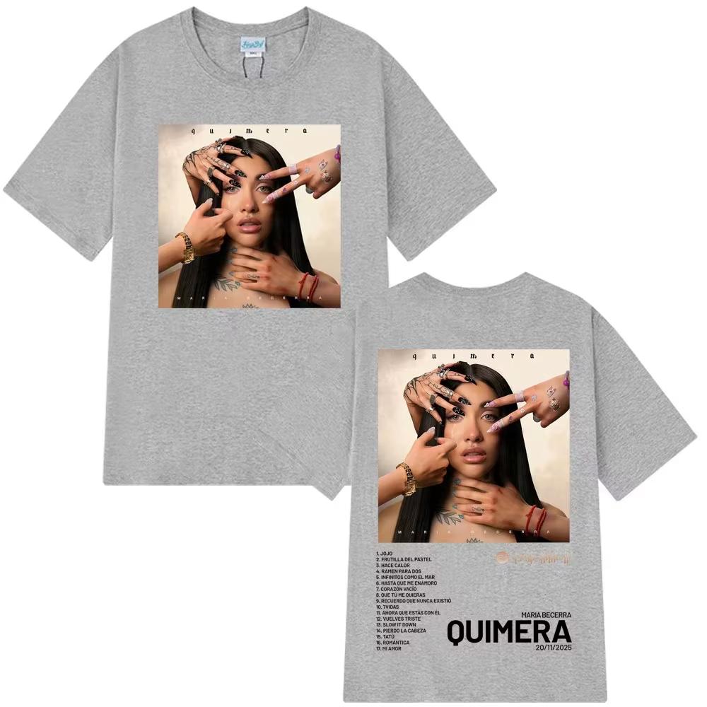 Sängerin Maria Becerra T-Shirt Quimera Album T-Shirts Herren Damen Ästhetische T-Shirts Kurzarm Lässig reine Baumwolle Streetwear