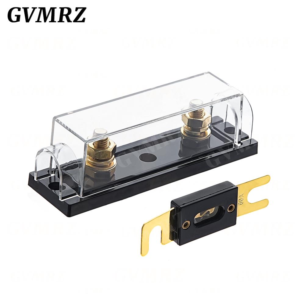 1set ANL-H ANL-B Transparent Car Fuse Box ANL Fuse Holder Distribution In Line 0 4 8 GA Positive With ANL Fuse Fusible 100A 200A