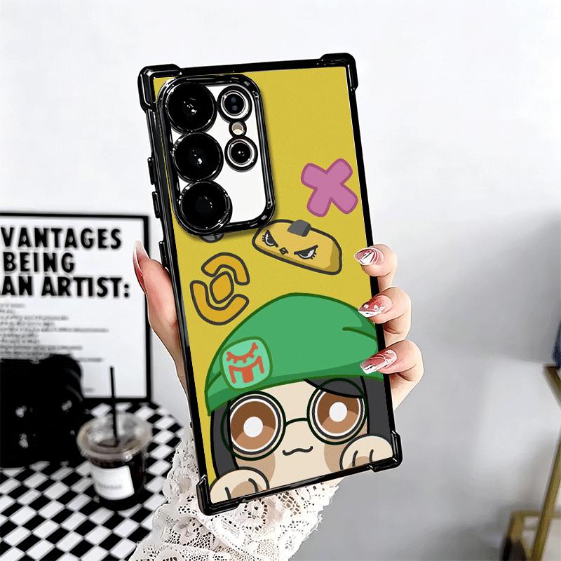 V-Valorant Cute Catoon Plating Phone Case For Samsung Galaxy S24 S25 FE S26 Edge S23 Ultra S22 S21 Plus S20 Anti-Fall Airabag Co